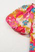Charming Floral All Over Print Bubble Short Sleeve Summer Day Dress